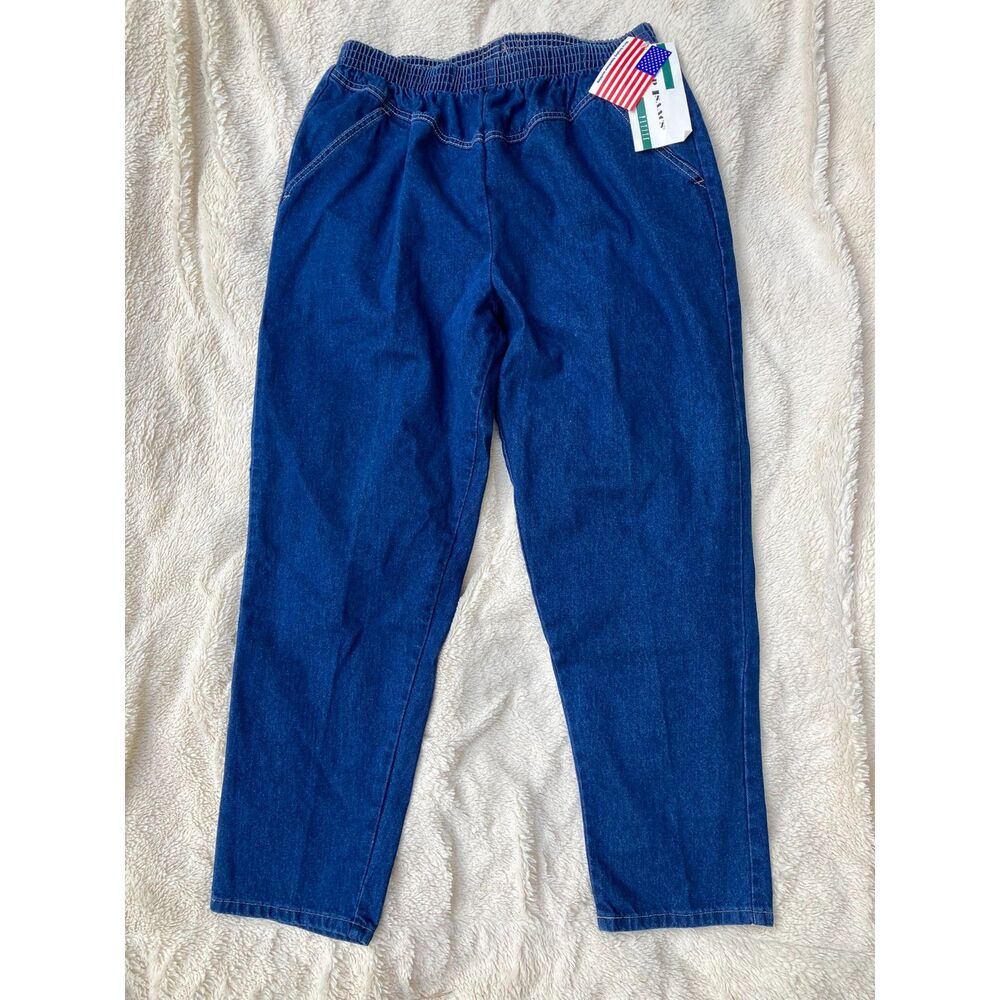 NWT 80s Vintage Lord Isaacs USA Made Blue Cotton Elastic Waist Pants 18P